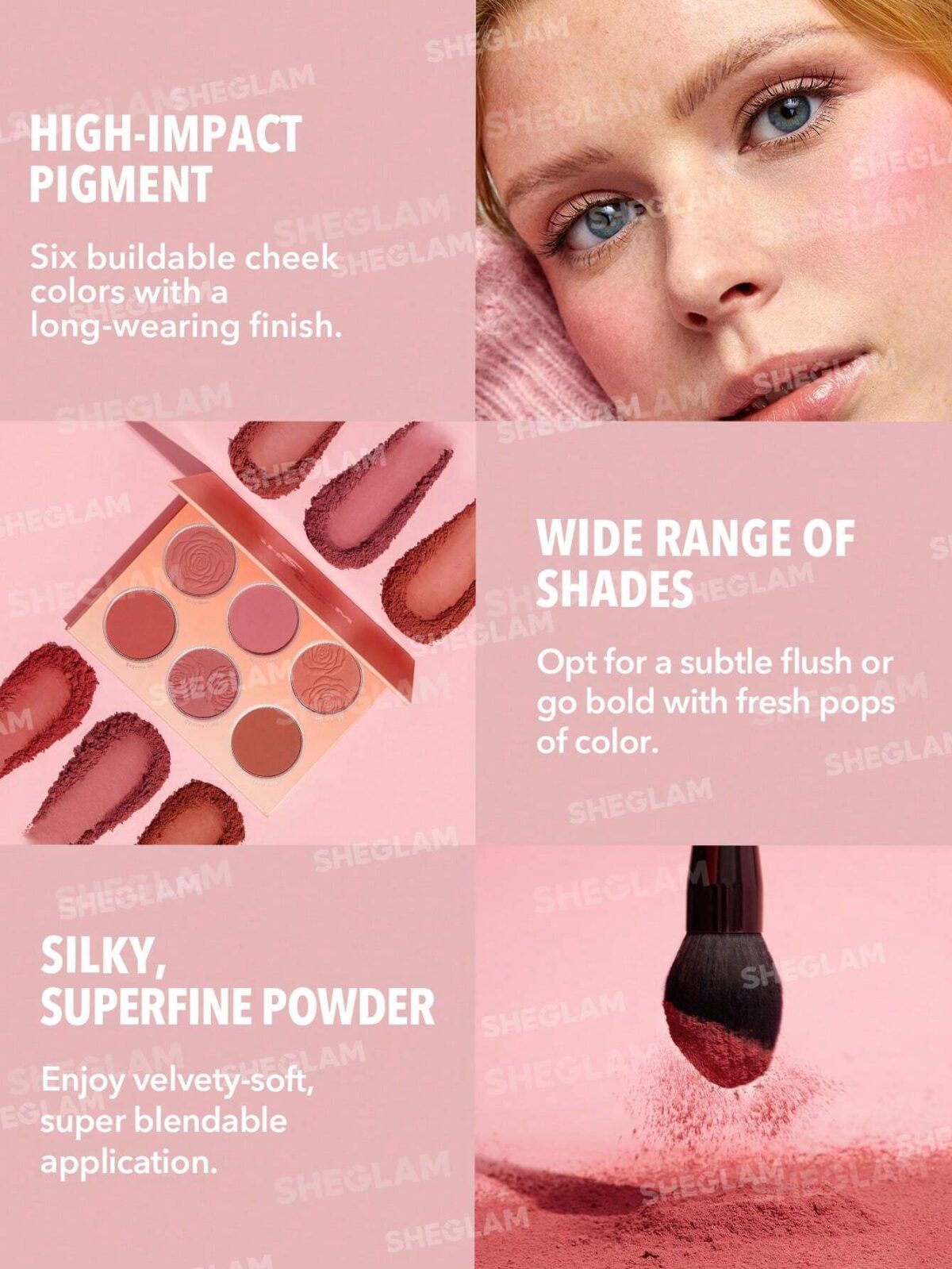 پالت رژگونه 6 رنگ شیگلم فلورال فلاش Sheglam Floral Flush Blush Palette Cottage Core Garden - Image 2