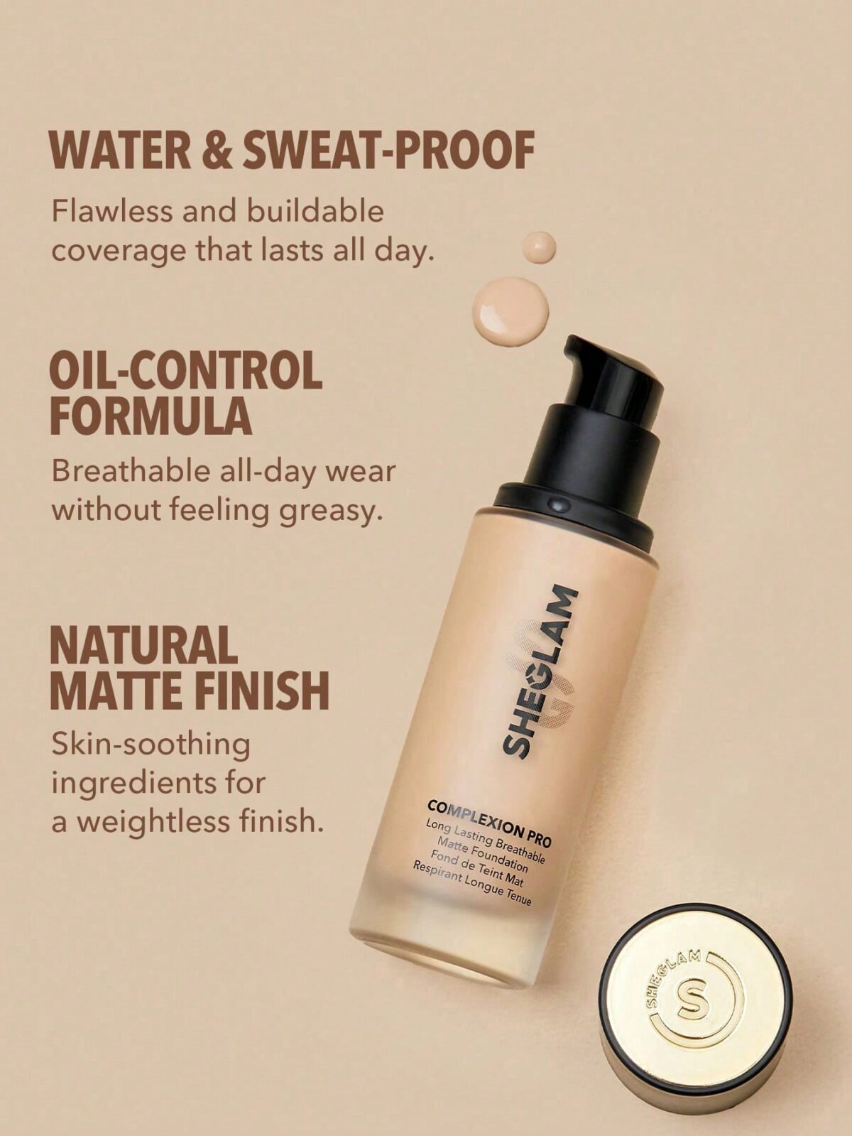 کرم پودر مات شیگلم پوست چرب Complexion Pro Long Lasting Breathable Matte Foundation-Linen