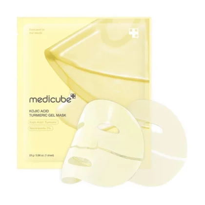 ماسک ورقه ای کوجیک اسید و زردچوبه مدی کیوب-medicube Kojic Acid Turmeric Brightening Gold Jelly Gel Mask