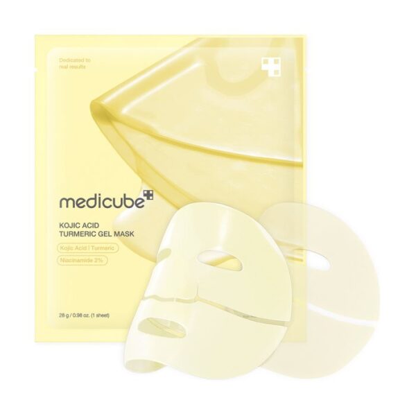 ماسک ورقه ای کوجیک اسید و زردچوبه مدی کیوب-medicube Kojic Acid Turmeric Brightening Gold Jelly Gel Mask
