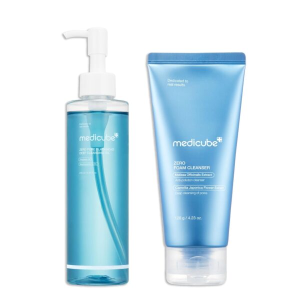 ست شستشو و رفع منافذ و جوش مدی کیوب Medicube Double Cleanser Duo for Facial Cleansing: Zero Pore Blackhead Cleansing Oil and Zero Foam Cleanser