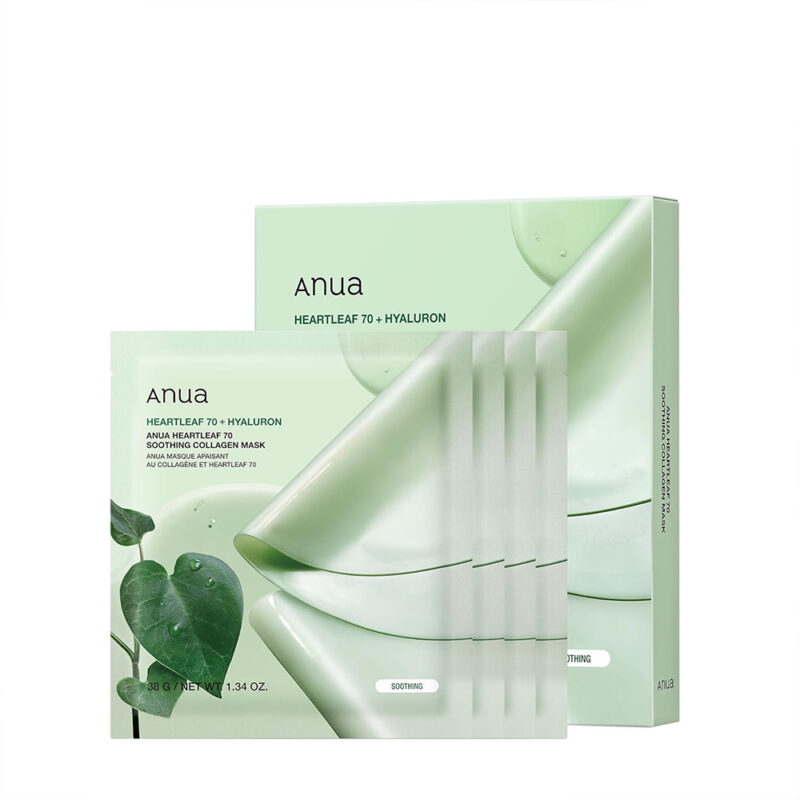 پک ماسک هارتلیف و هیالورون تسکین دهنده آنوا-ANUA Heartleaf 70 Soothing Collagen Mask