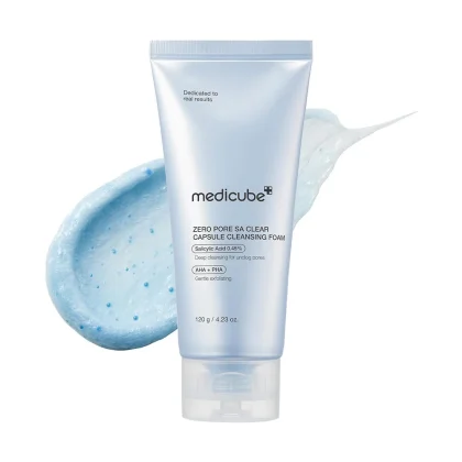 فوم شستشو کپسولی منافذ و لایه بردار مدی کیوب-medicube Zero Pore Clear Blue Capsule Facial Cleanser