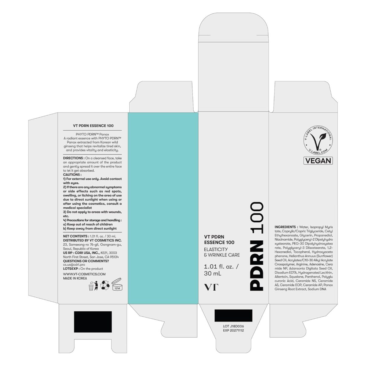 اسنس PDRN احیا و درخشان کننده صورت وی تی-VT PDRN Essence 100