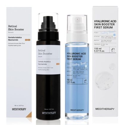 ست بوستر سرم رتینال و هیالو اسید جوانساز آبرسان و ضدلک مدی تراپی-The Glass Skin Booster Duo – Retinal Skin Booster Serum + Ultra-Hydrating Hyaluronic Acid Serum