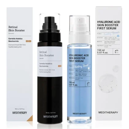 ست بوستر سرم رتینال و هیالو اسید جوانساز آبرسان و ضدلک مدی تراپی-The Glass Skin Booster Duo – Retinal Skin Booster Serum + Ultra-Hydrating Hyaluronic Acid Serum