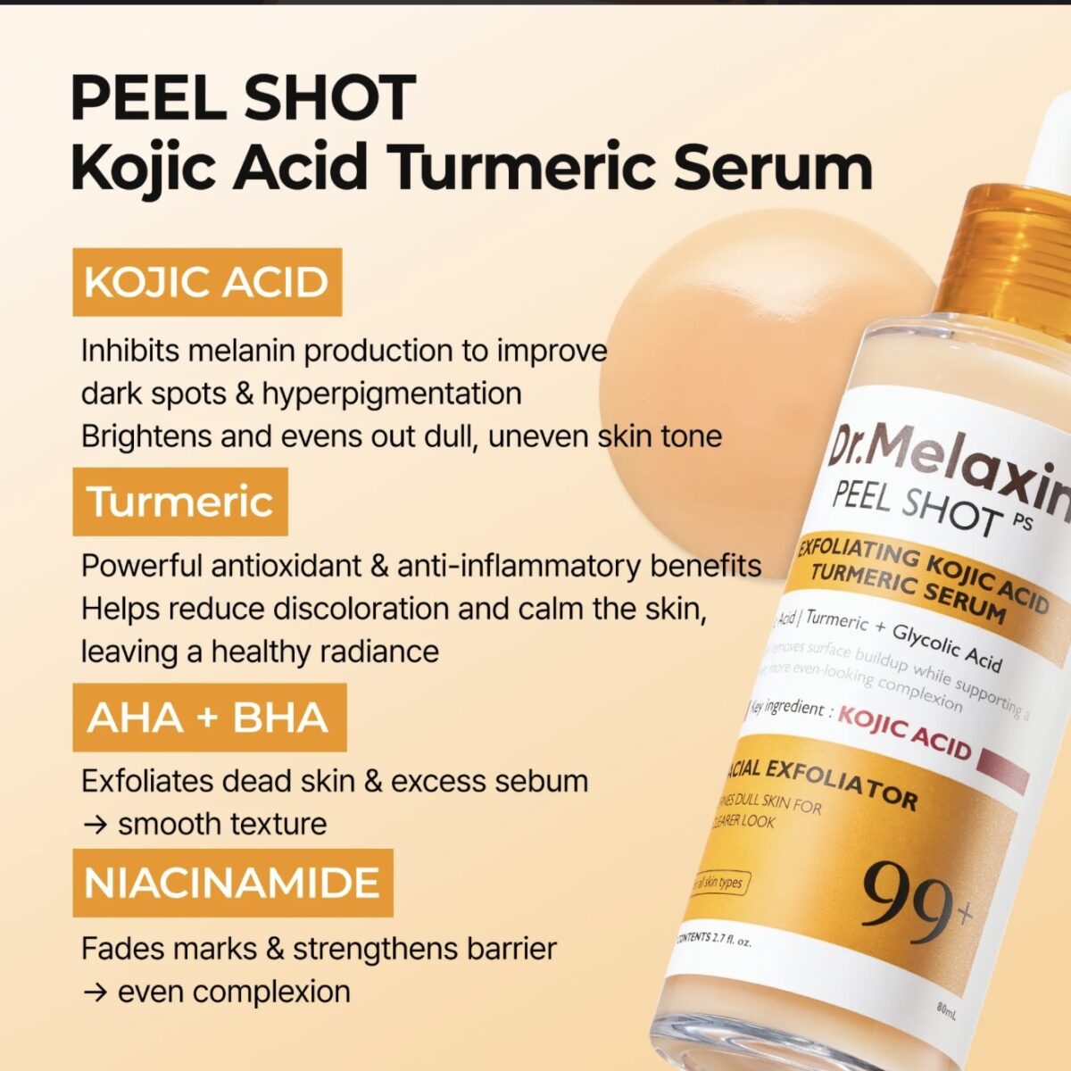 ست پیلینگ شات کوجیک اسید و زردچوبه صورت بدن و پا دکتر ملاکسین - Image 14