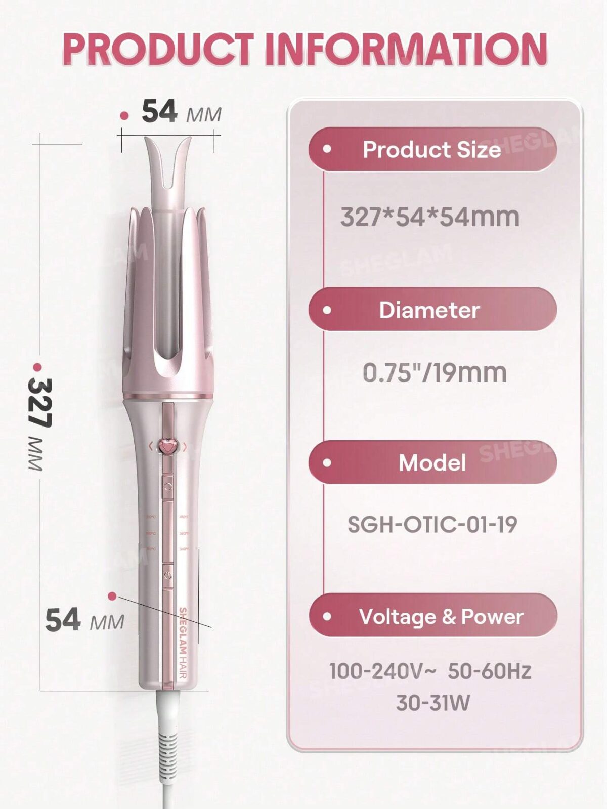 دستگاه کرلی صورتی شیگلم SHEGLAM Cupid's Charm One Touch Instant Curler - تصویر 6