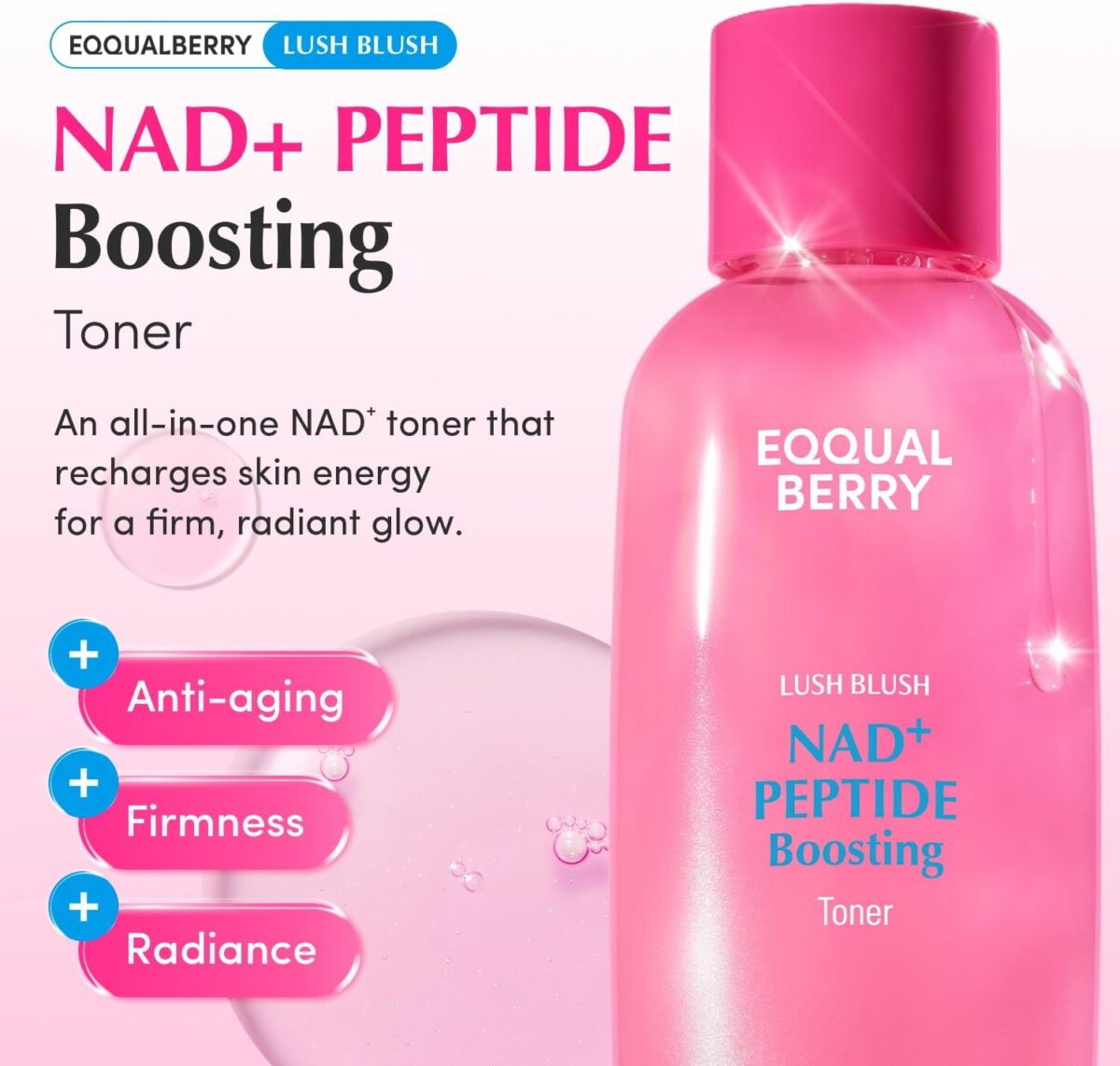 تونر پپتاید بوستینگ و NAD جوانساز و ضدچروک اکوال بری EQQUALBERRY NAD Peptide Boosting Toner - تصویر 3