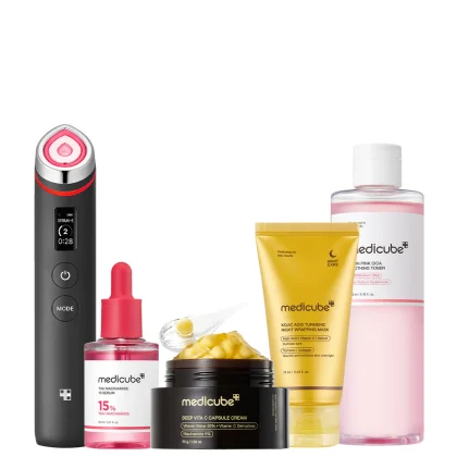 ست ضدلک و درخشان کننده صورت مدی کیوب-medicube Pink & Gold Ultimate Care Set