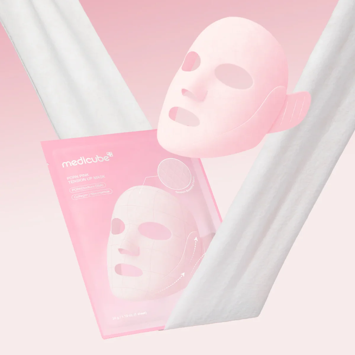 پک ماسک لیفت صورت و غبغب جوانساز و ضد چروک PDRN مدی کیوب medicube PDRN PINK TENSION UP MASK SET - Image 4