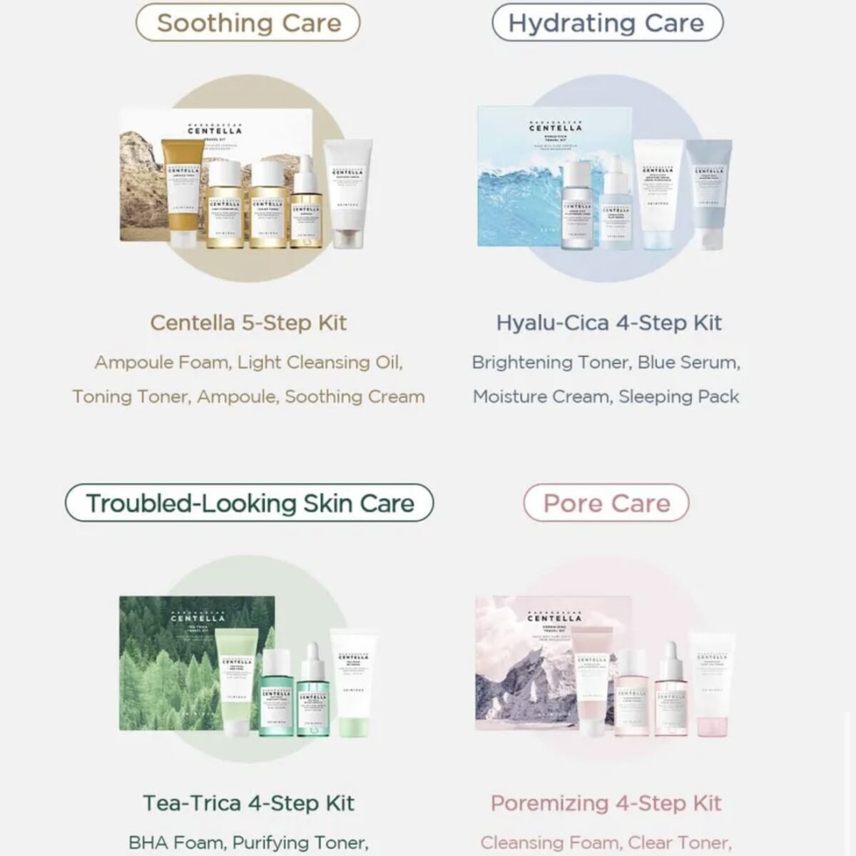 کیت مسافرتی روتین رفع منافذ اسیکن 1004 SKIN1004 Centella Poremizing Travel Kit