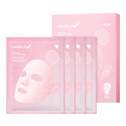 پک ماسک لیفت صورت و غبغب جوانساز و ضد چروک PDRN مدی کیوب medicube PDRN PINK TENSION UP MASK SET