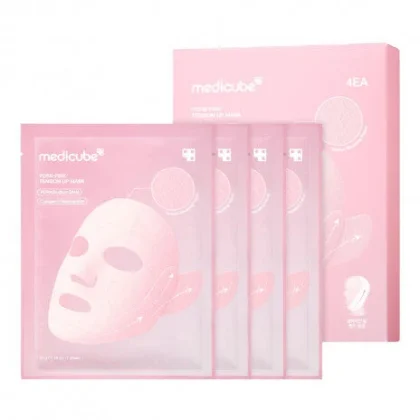 پک ماسک لیفت صورت و غبغب جوانساز و ضد چروک PDRN مدی کیوب medicube PDRN PINK TENSION UP MASK SET