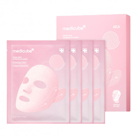 پک ماسک لیفت صورت و غبغب جوانساز و ضد چروک PDRN مدی کیوب medicube PDRN PINK TENSION UP MASK SET