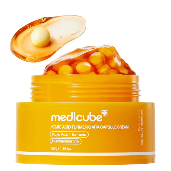 کرم کپسولی کوجیک اسید و زردچوبه ضدلک و روشن کننده مدی کیوب MEDICUBE Kojic acid & Turmeric vita capsule cream