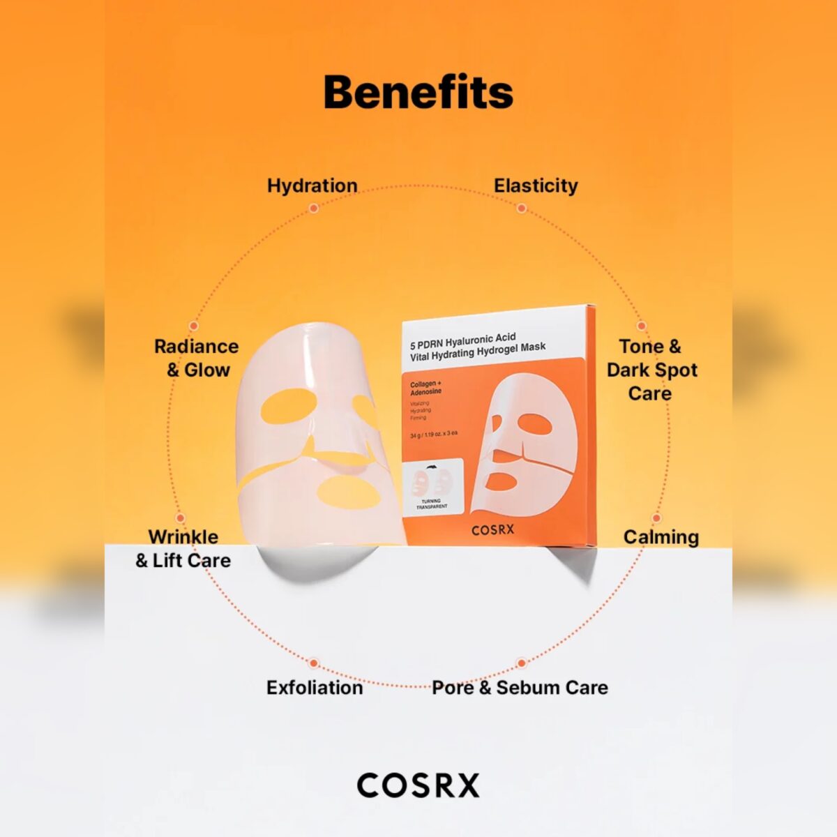 ماسک هیدروژلی آبرسان و PDRN احیا و جوانساز کوزارکس COSRX PDRN HYALO VITAL HYDRATING MASK - Image 7