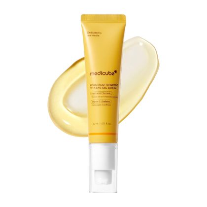 سرم دورچشم ژلی کوجیک اسید و زردچوبه مدی کیوب روشن کننده و ضد پف MEDICUBE Kojic acid & Turmeric vita GEL EYE SERUM