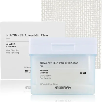 تونر پد نیاسین امید مدی تراپی پاکسازی و کاهش منافذ MEDITHERAPY Niacin X BHA Pore Mild Clear Toner Pad