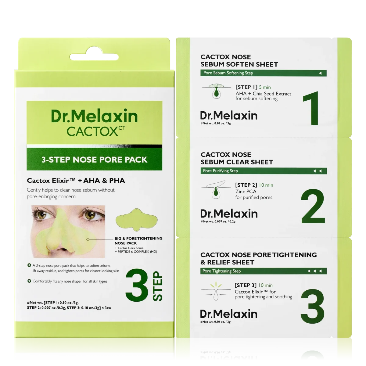 پک ماسک بینی 3 مرحله کاکتوس دکتر ملاکسین DR.MELAXIN CACTOX 3-Step Nose Mask Pack - Image 3
