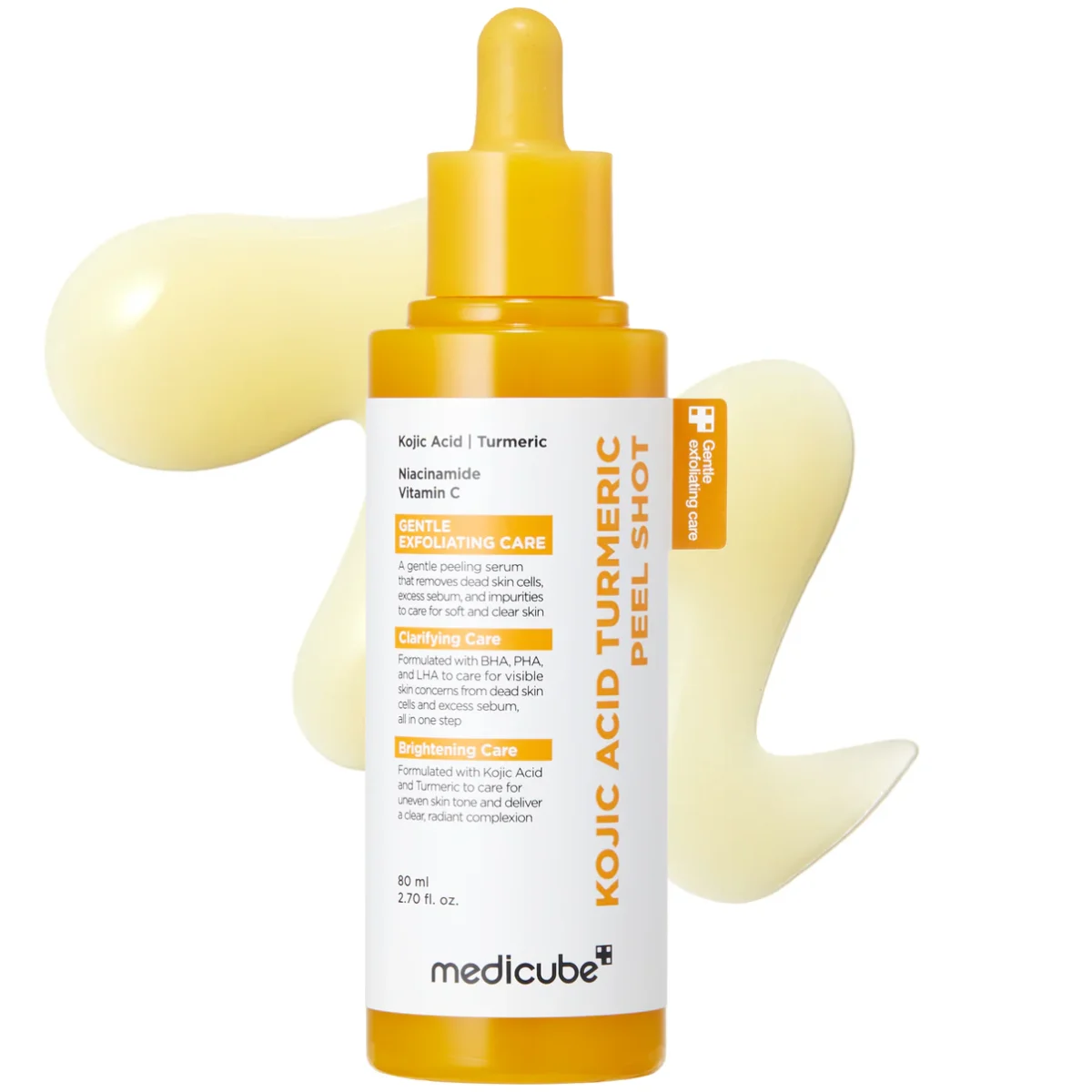پیلینگ شات کوجیک اسید و زردچوبه روشن کننده و لایه بردار صورت مدی کیوب MEDICUBE Kojic Acid Turmeric Peel Shot