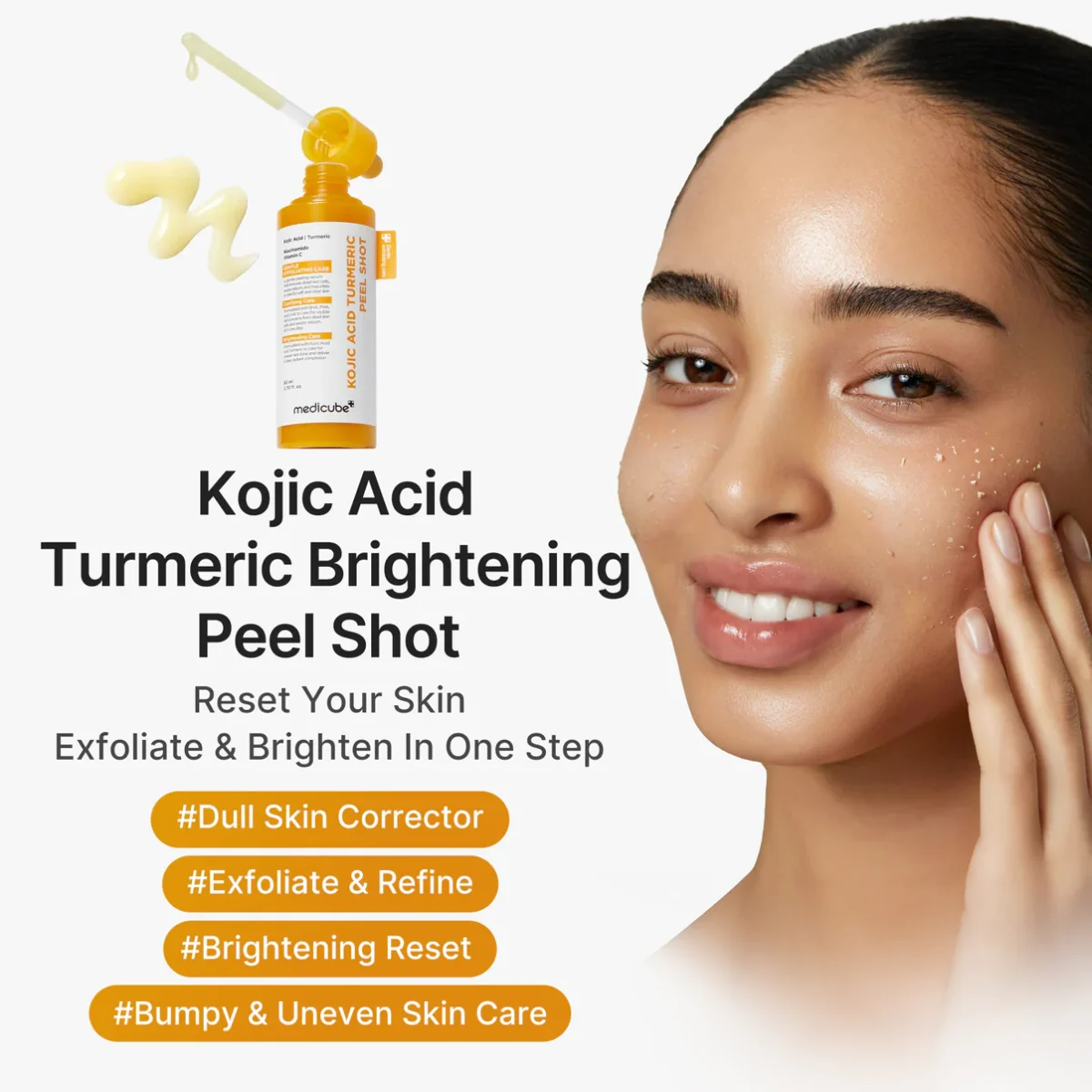 پیلینگ شات کوجیک اسید و زردچوبه روشن کننده و لایه بردار صورت مدی کیوب MEDICUBE Kojic Acid Turmeric Peel Shot - Image 6