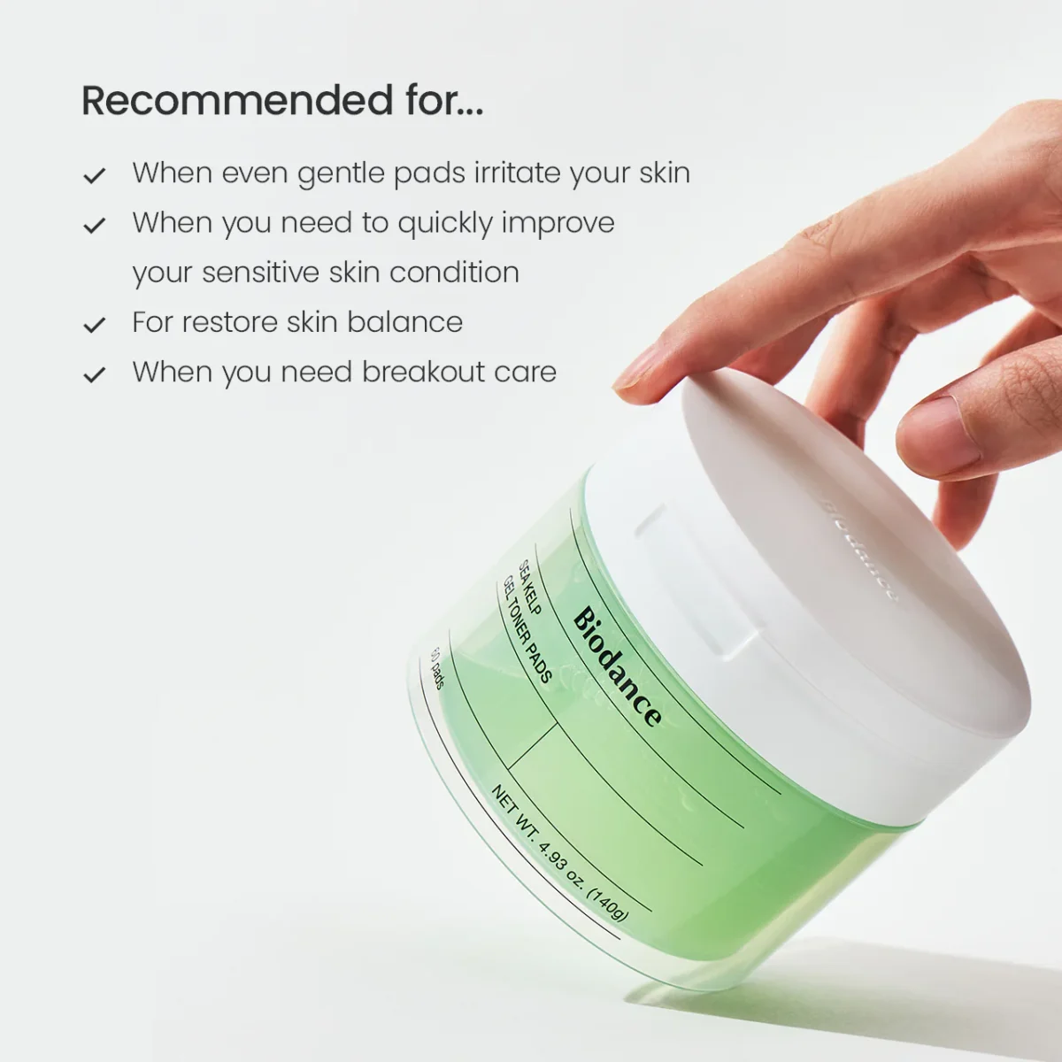 ژل تونر پد ضدجوش و کنترل چربی جلبک دریا بیودنس Biodance Sea Kelp Gel Toner Pads - Image 10