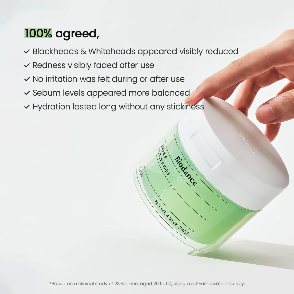 ژل تونر پد ضدجوش و کنترل چربی جلبک دریا بیودنس Biodance Sea Kelp Gel Toner Pads - Image 5
