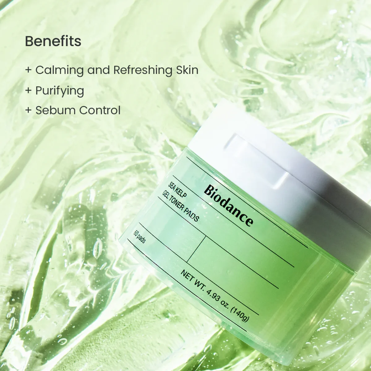 ژل تونر پد ضدجوش و کنترل چربی جلبک دریا بیودنس Biodance Sea Kelp Gel Toner Pads - Image 4
