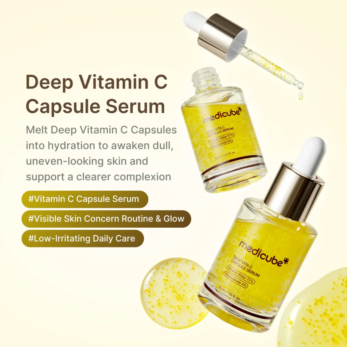 سرم ویتامین سی کپسولی مدی کیوب روشن و درخشان کننده mediube deep vita c capsule serum - Image 2