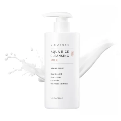 شوینده شیری سبوس برنج اس نیچر پاکسازی عمیق و آبرسانی S.NATURE AQUA RICE CLEANSING MILK