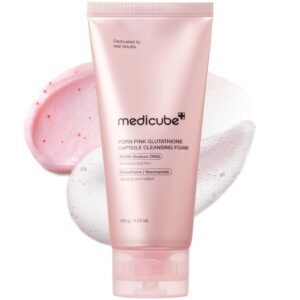 شوینده گلوتاتیون و PDRN سالمون مدی کیوب روشن و ترمیم کننده medicube Facial Cleanser PDRN Pink Glutathione Capsule Foam Cleanser