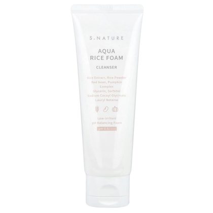 فوم شستشو سبوس برنج اس نیچر مرطوب و نرم کننده S.NATURE Aqua Rice Foam Cleanser