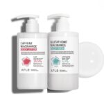 پک شوینده و لوسیون روشن کننده و درمان پوست مرغی APLB GLUTA NIACIN CAFFENIE SET