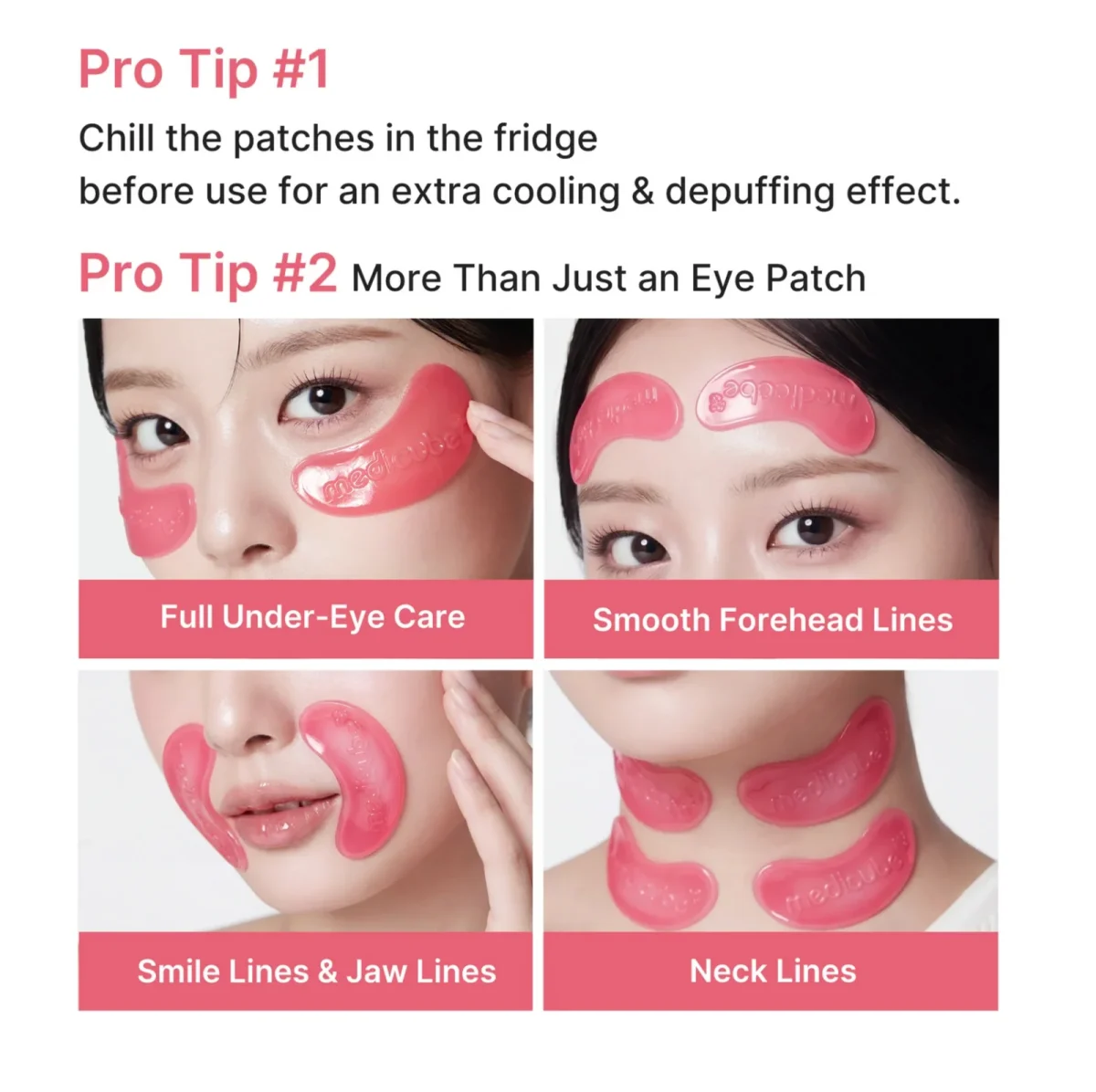 پچ دور چشم کلاژن و PDRN صورتی مدی‌کیوب جوانساز احیا و آبرسان  Medicube PDRN Pink Collagen Jelly Eye Mask - Image 5