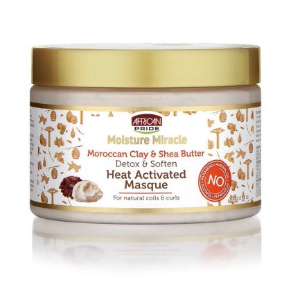 ماسک موی آفریکن پراید با خاک رس مراکشی و شی باتر African Pride Moisture Miracle Moroccan Clay & Shea Butter Heat Activated Masque