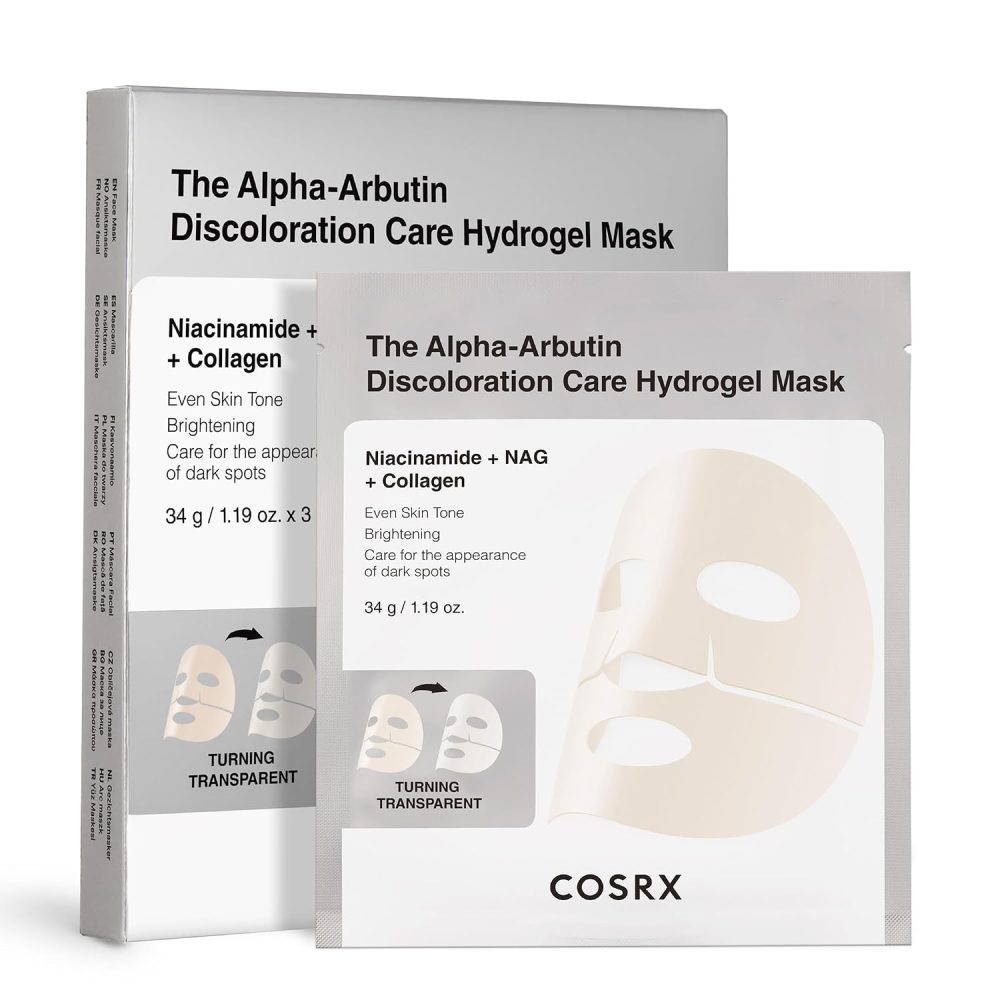 ماسک هیدروژلی آلفا آربوتین کوزارکس ضدلک، روشن‌کننده پوست COSRX The Alpha-Arbutin Discoloration Care Hydrogel Face Mask