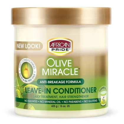نرم‌ کننده روغن زیتون آفریکن پراید بدون آبکشی و ضد شکنندگی مو African Pride Olive Miracle Leave-In Conditioner