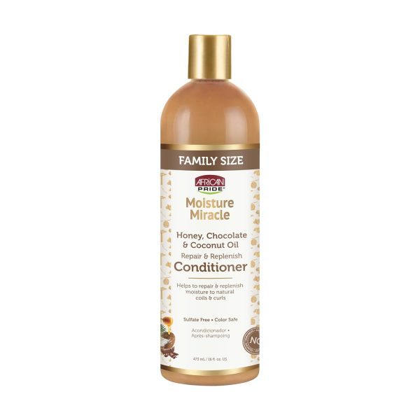 نرم‌کننده مغذی و آبرسان کرلی آفریکن پراید با عسل کاکائو و روغن نارگیل African Pride Moisture Miracle Honey, Chocolate & Coconut Oil Conditioner