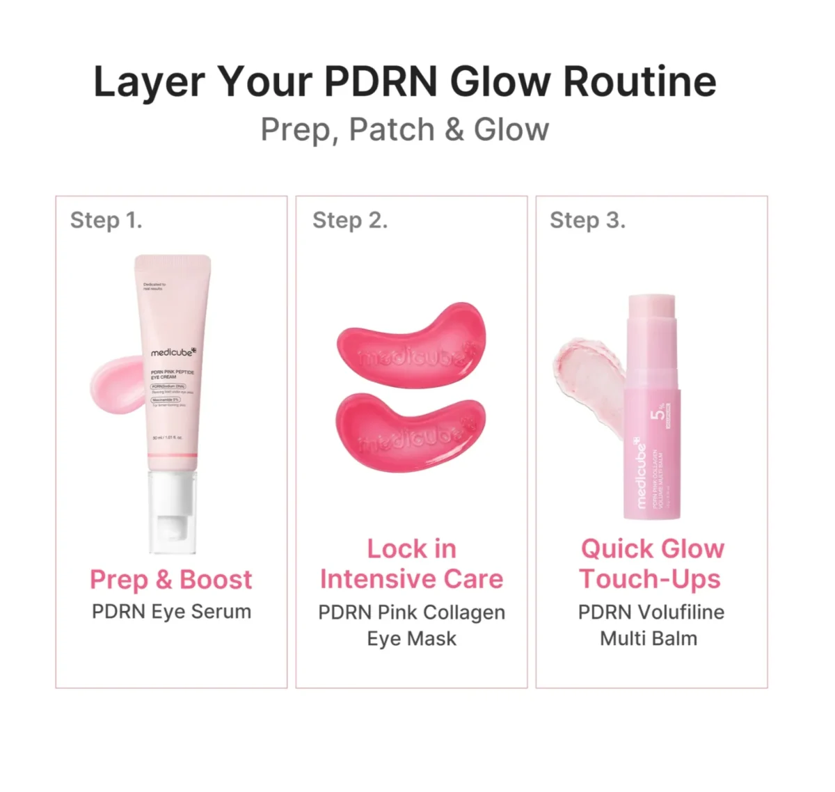 پچ دور چشم کلاژن و PDRN صورتی مدی‌کیوب جوانساز احیا و آبرسان Medicube PDRN Pink Collagen Jelly Eye Mask