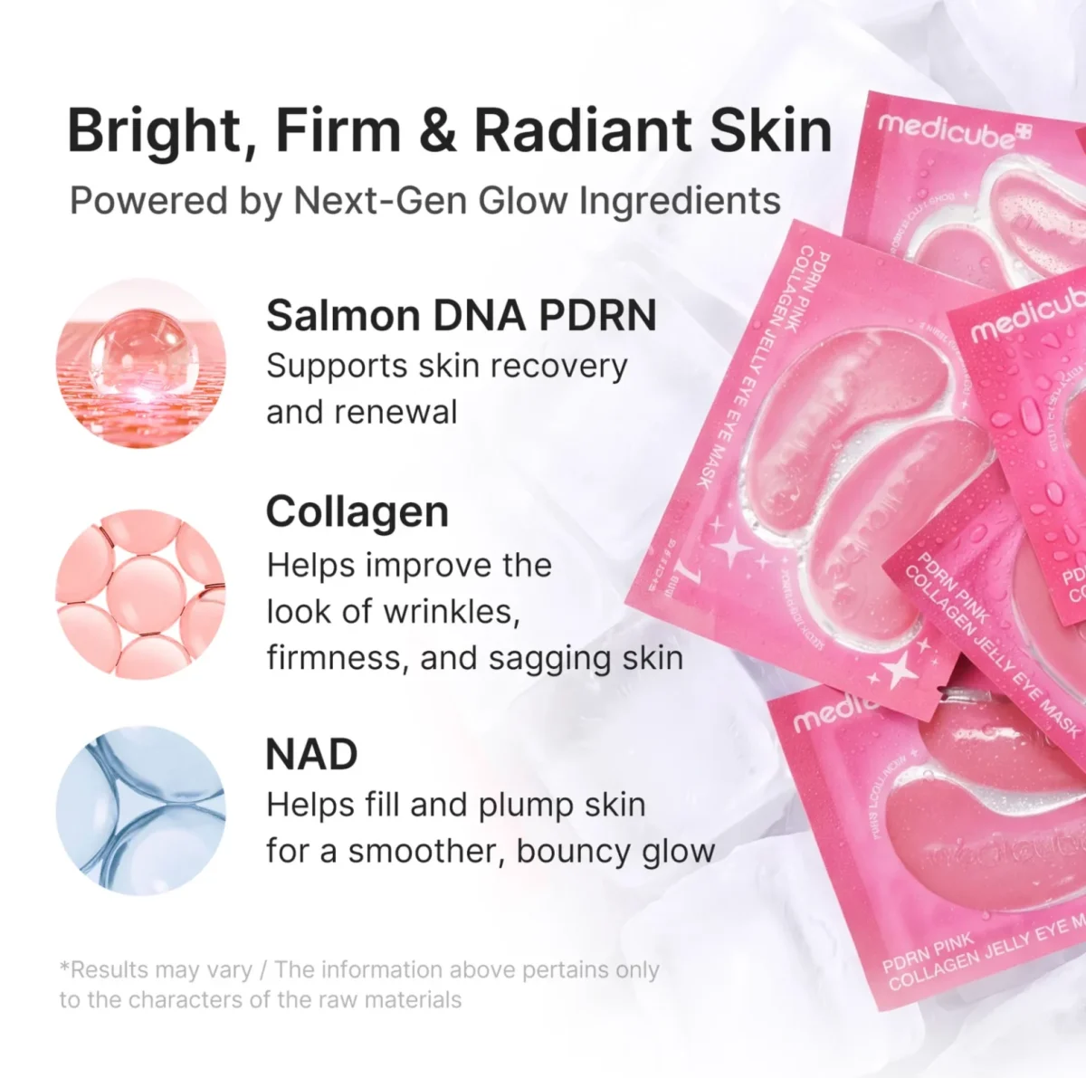 پچ دور چشم کلاژن و PDRN صورتی مدی‌کیوب جوانساز احیا و آبرسان  Medicube PDRN Pink Collagen Jelly Eye Mask - Image 7