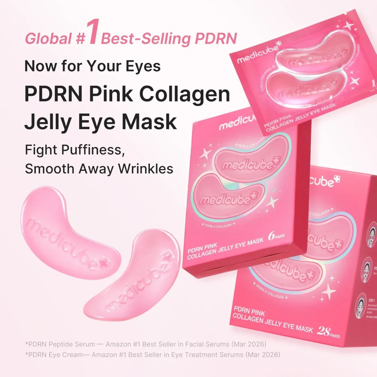 پچ دور چشم کلاژن و PDRN صورتی مدی‌کیوب جوانساز احیا و آبرسان  Medicube PDRN Pink Collagen Jelly Eye Mask - Image 8