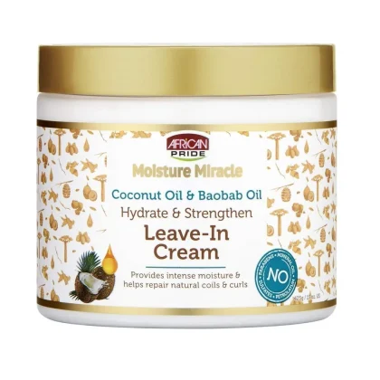 کرم بدون آبکشی مو آفریکن پراید آبرسان و ضدشکنندگی با روغن نارگیل و بائوباب African Pride Coconut Oil & Baobab Oil Leave-In Cream