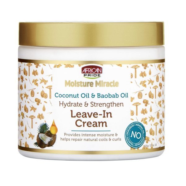 کرم بدون آبکشی مو آفریکن پراید آبرسان و ضدشکنندگی با روغن نارگیل و بائوباب African Pride Coconut Oil & Baobab Oil Leave-In Cream