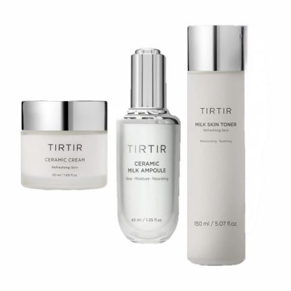 روتین ۳ مرحله‌ای پوست سرامیکی و درخشان کننده تیر تیر TIRTIR Milky Barrier Glow