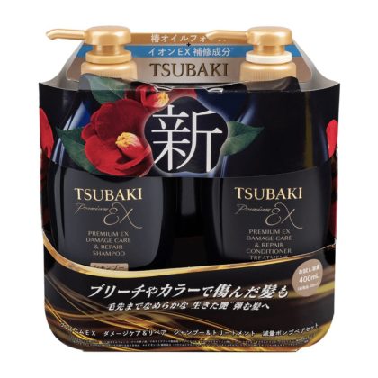 ست شامپو و نرم‌ کننده تسوباکی ترمیم کننده قوی موهای آسیب‌دیده TSUBAKI Premium EX Damage Care & Repair
