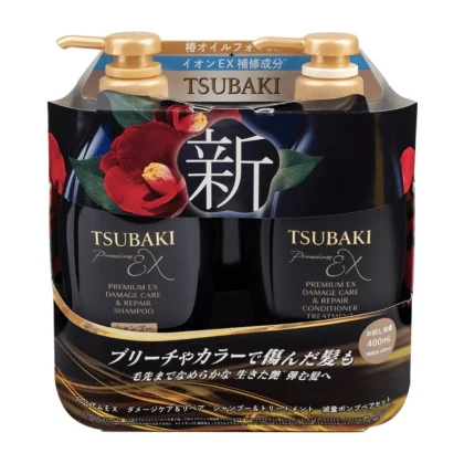 ست شامپو و نرم‌ کننده تسوباکی ترمیم کننده قوی موهای آسیب‌دیده TSUBAKI Premium EX Damage Care & Repair