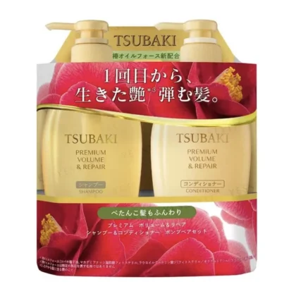 ست شامپو و نرم‌کننده تسوباکی حجم‌ دهنده و درخشان کننده مو TSUBAKI Premium Volume & Repair
