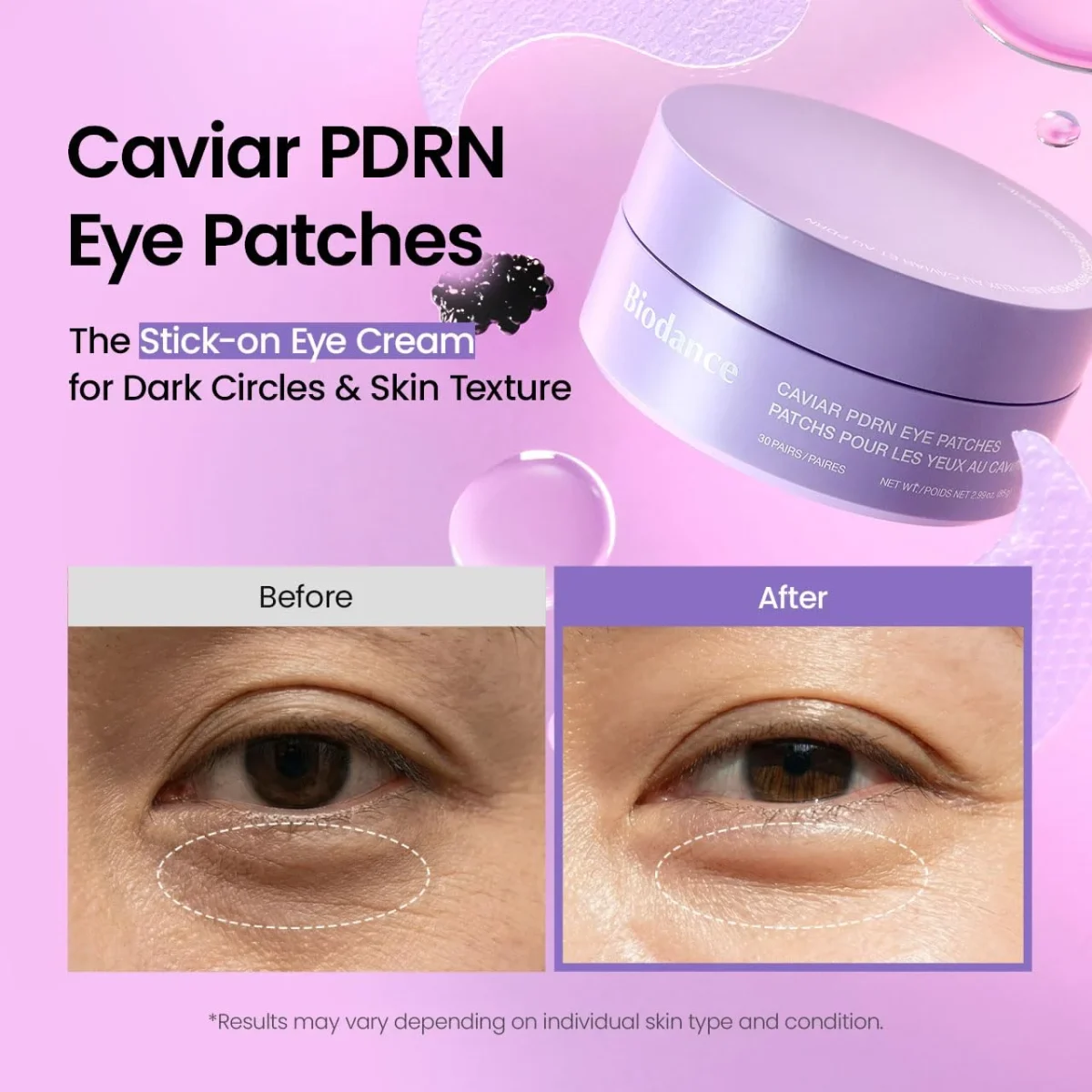 پچ دورچشم هیدروژلی خاویار و PDRN بایودنس ضدپف و درخشان کننده BIODANCE Hydrogel Eye Patches for Under Eye Caviar PDRN - تصویر 5