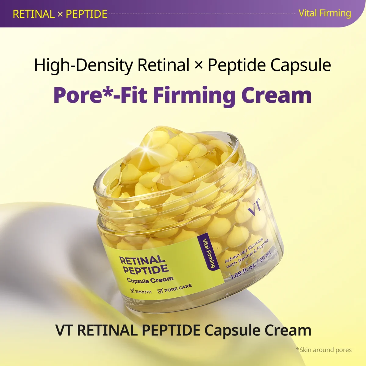 کرم کپسولی رتینال و پپتید وی‌ تی ضدچروک و سفت کننده VT Retinal Peptide Capsule Cream - تصویر 2